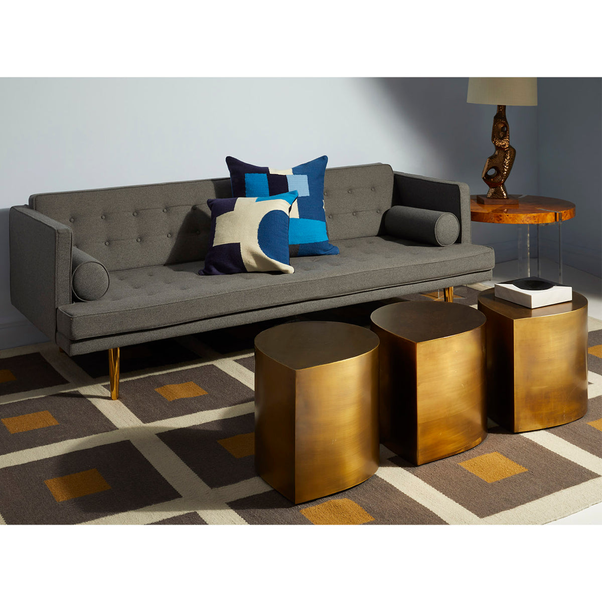 peter reversible peruvian flat weave rug brown orange - styled view 4