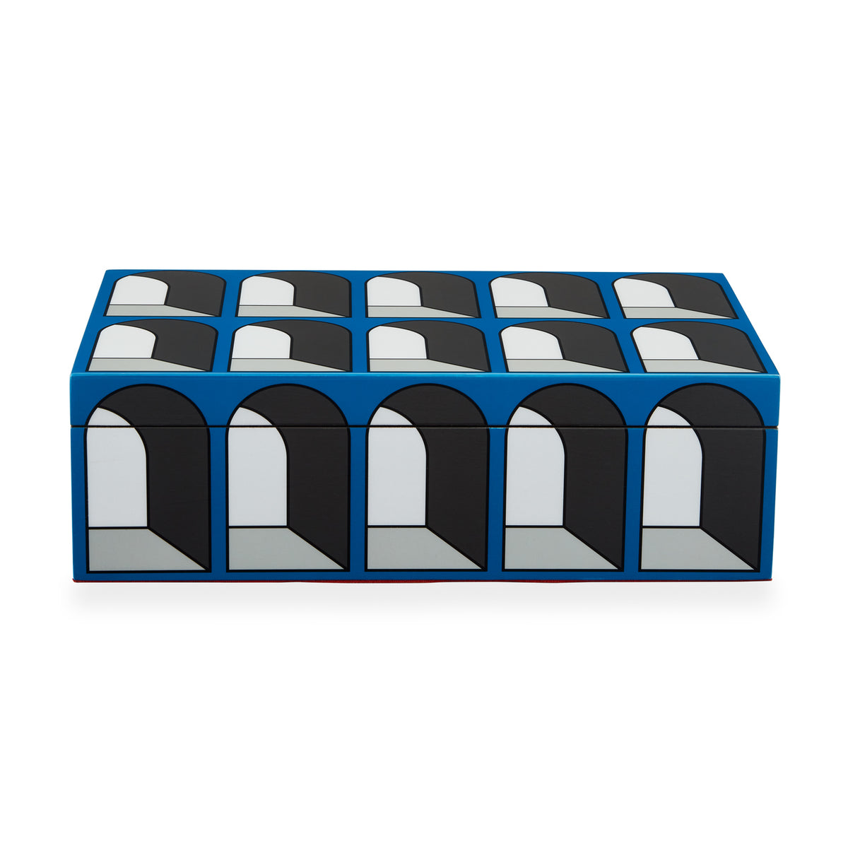 medium arcade lacquer box blue - front view