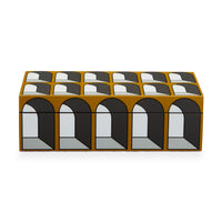 small arcade lacquer box ochre yellow - front view
