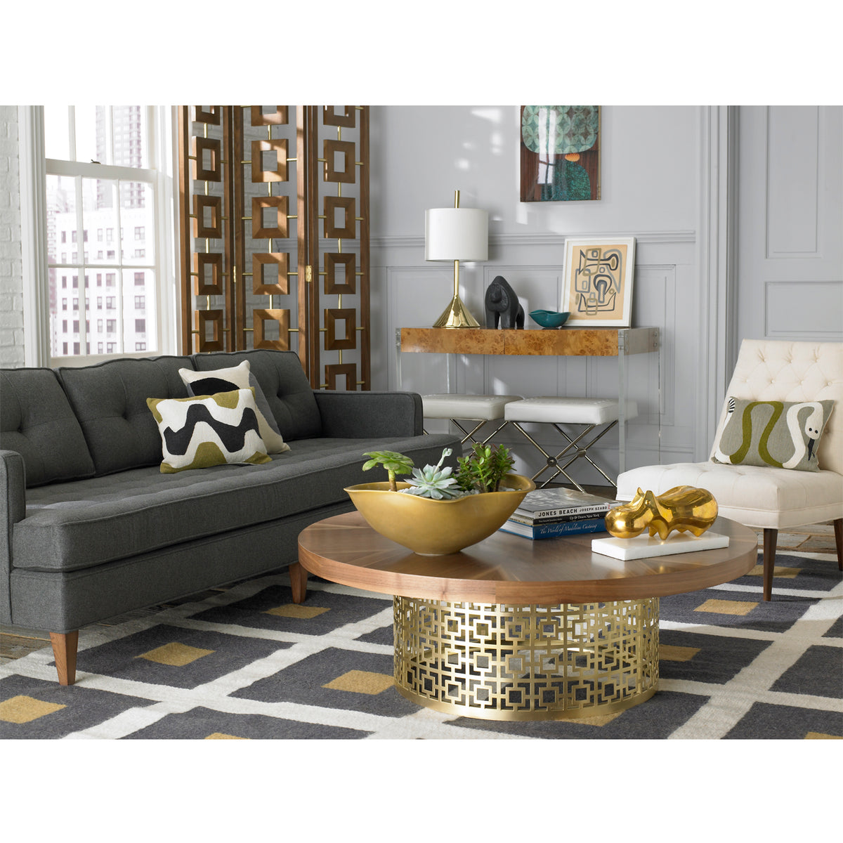 peter reversible peruvian flat weave rug brown orange - styled view 1
