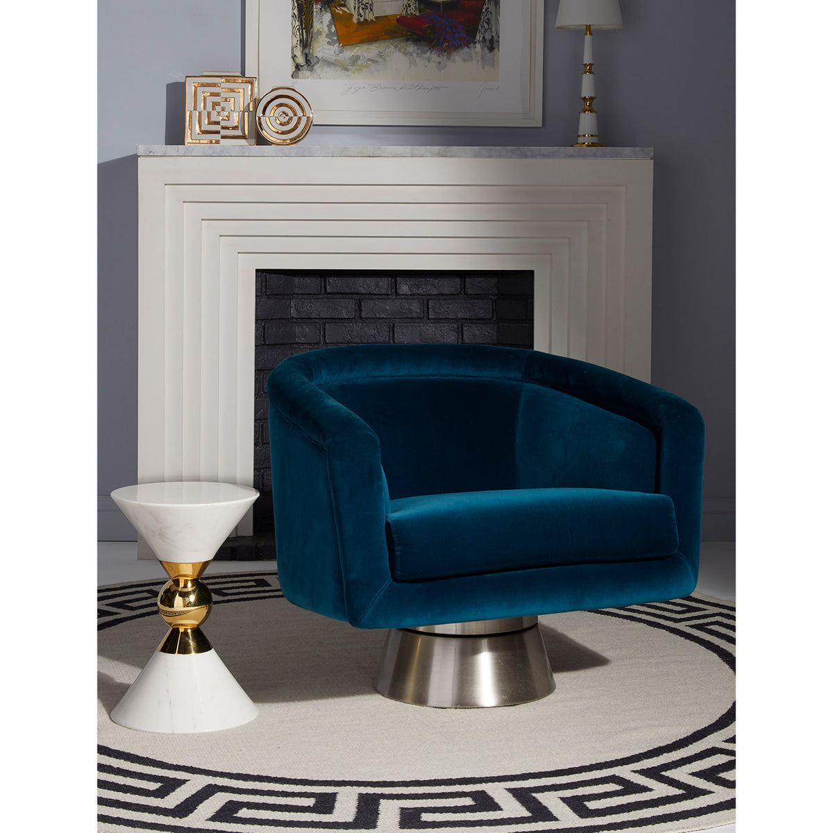 canaan accent table bacharach swivel chair - styled view