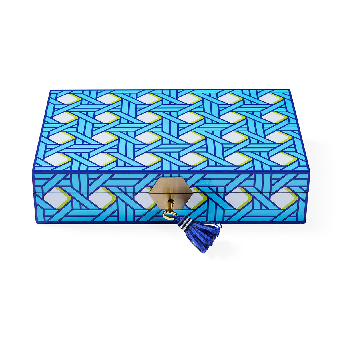 Basketweave Lacquer Jewelry Box - front view