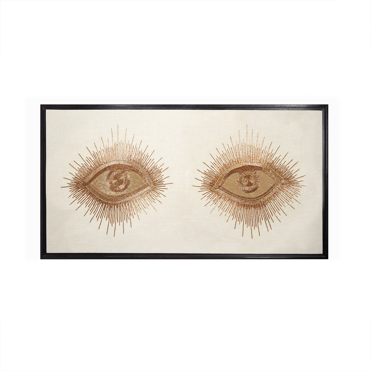 eyes beaded wall art glass beads gold - front view