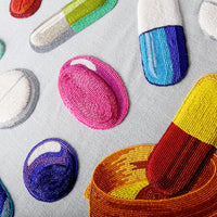 happy pills beaded wall art glass beads multicolor - detail view