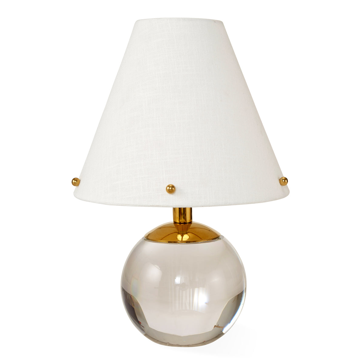 belvedere vanity lamp acrylic clear accents brass - front view