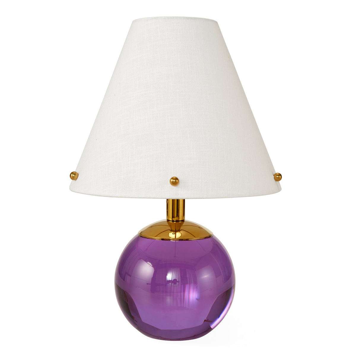 belvedere vanity lamp acrylic lavender accents brass - front view