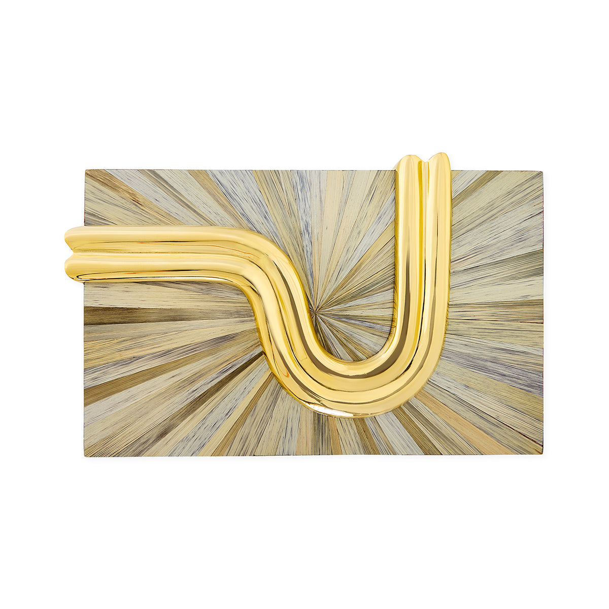 Gold abstract design on a striped background