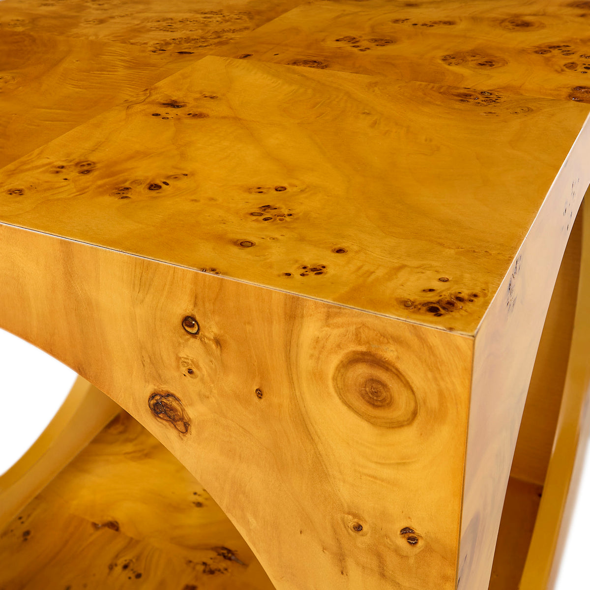 bond cube accent table burl wood mappa wood natural - detail view