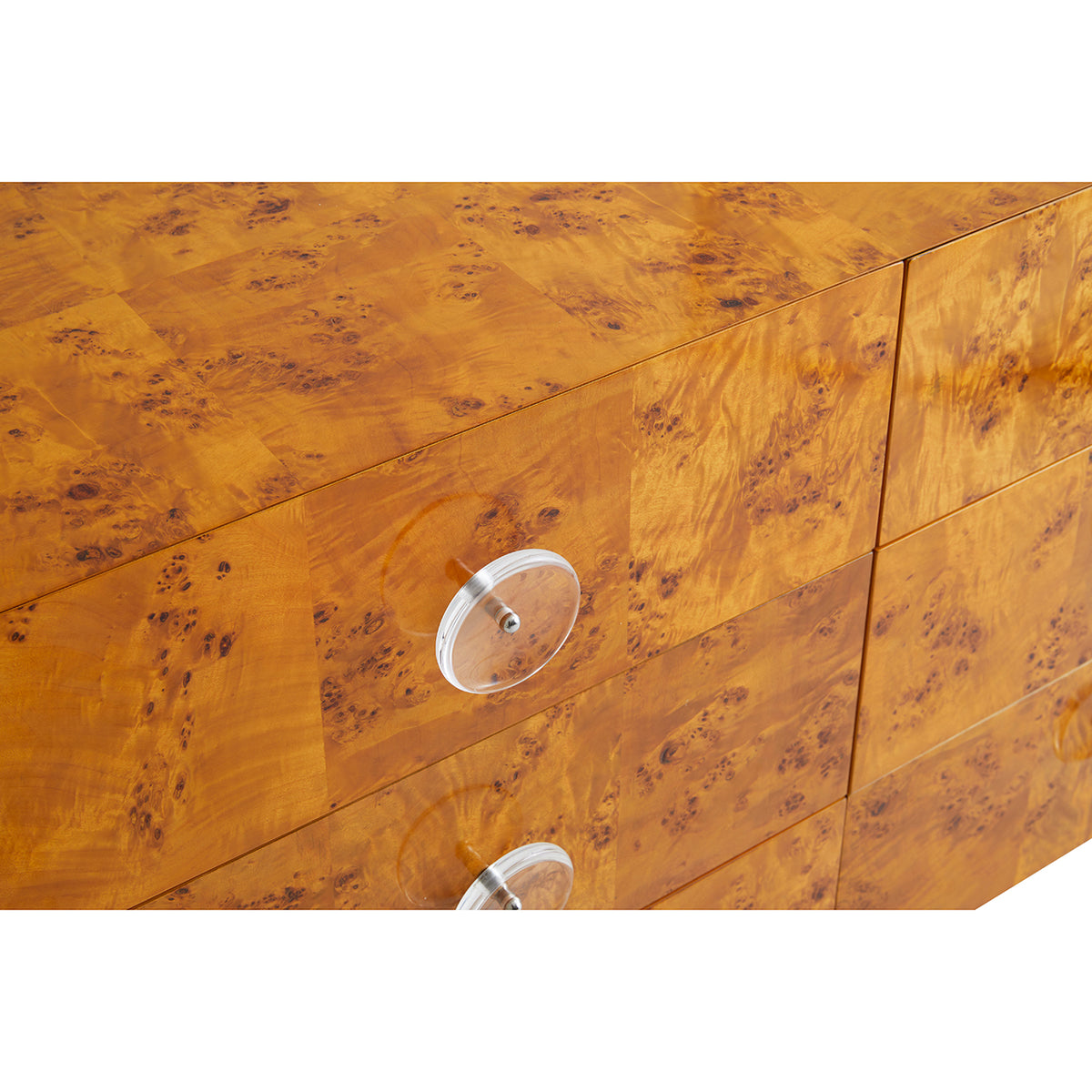 bond six-drawer dresser burl wood acrylic frame - detail view 2