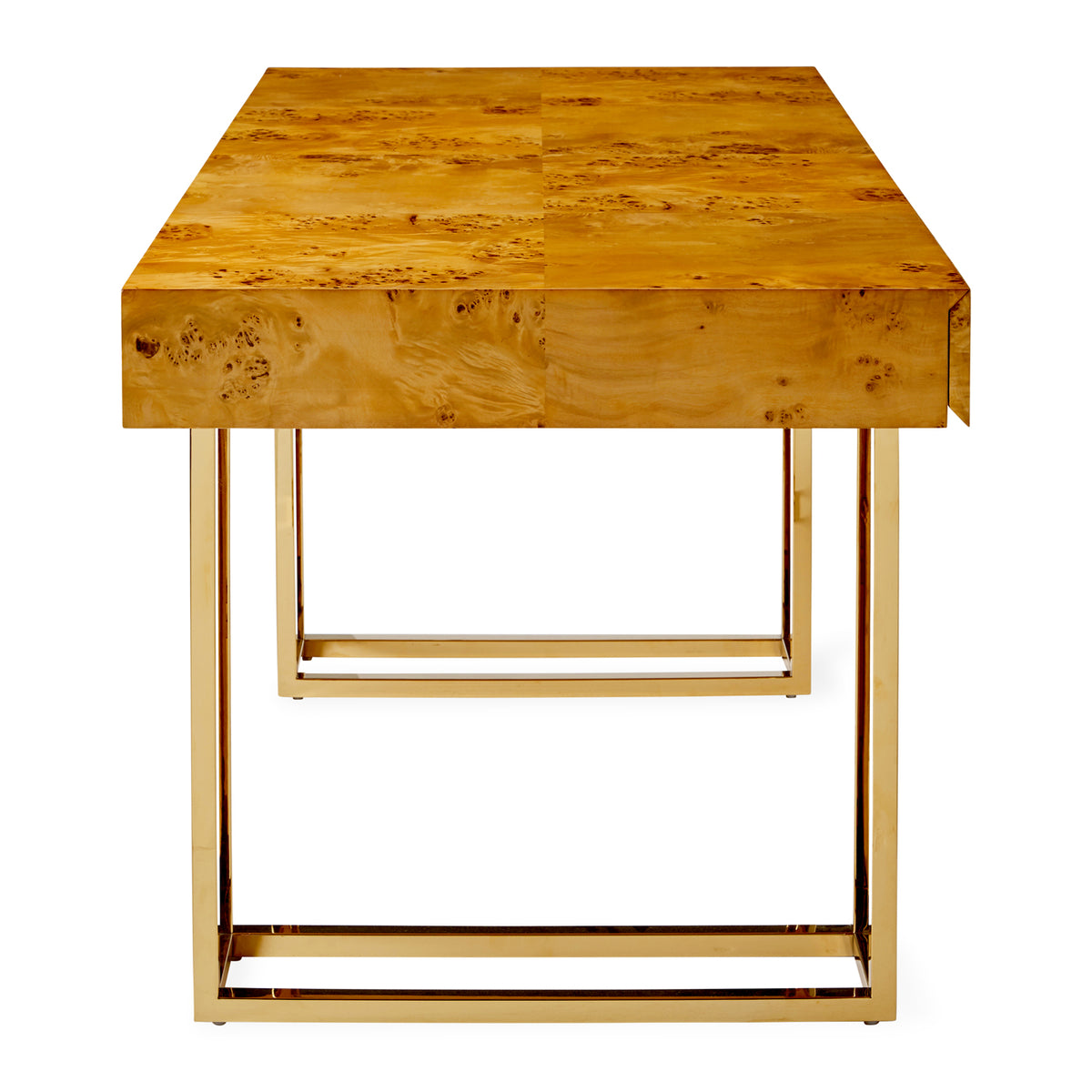 bond executive desk burl wood frame brass - side view