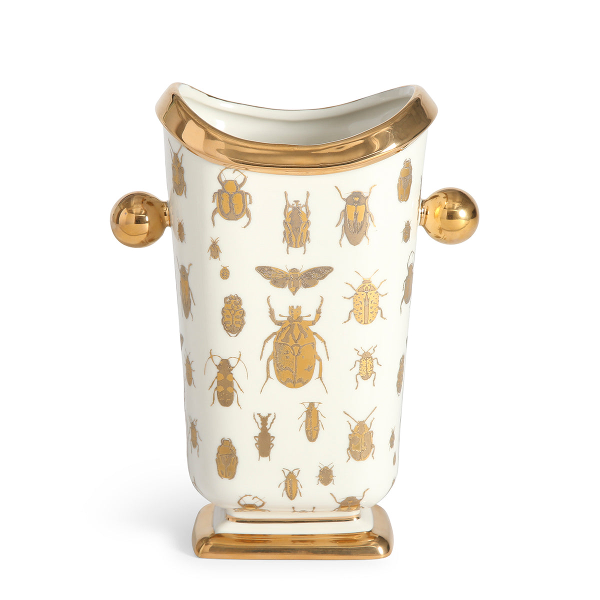 botanist specimen vase white porcelain gold accents - front view