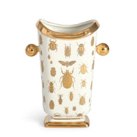 botanist specimen vase white porcelain gold accents - front view
