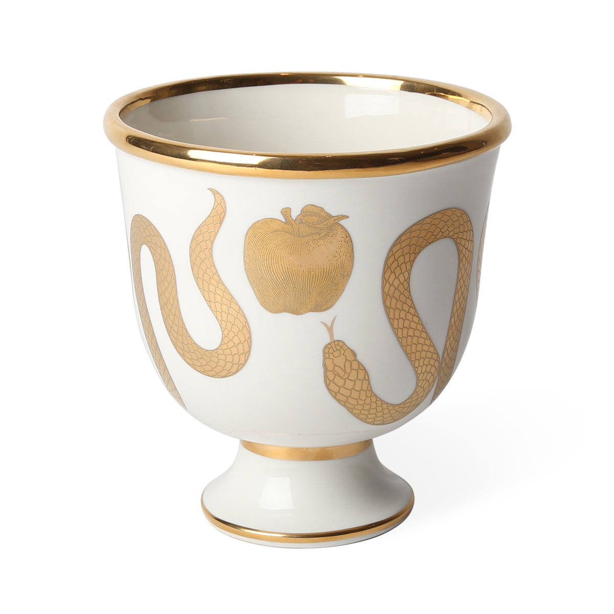 botanist snake and apple bowl porcelain white accents gold - view 1