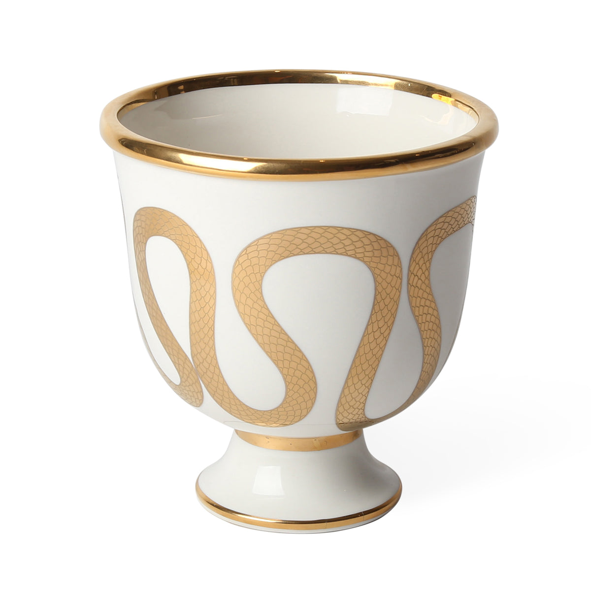 botanist snake and apple bowl porcelain white accents gold - view 3