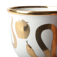 botanist snake and apple bowl porcelain white accents gold - detail view