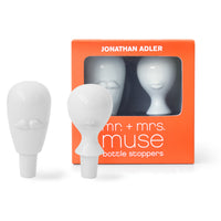 mr. and mrs. muse bottle stopper porcelain white with box - front view