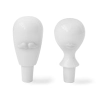 mr. and mrs. muse bottle stopper porcelain white - front view