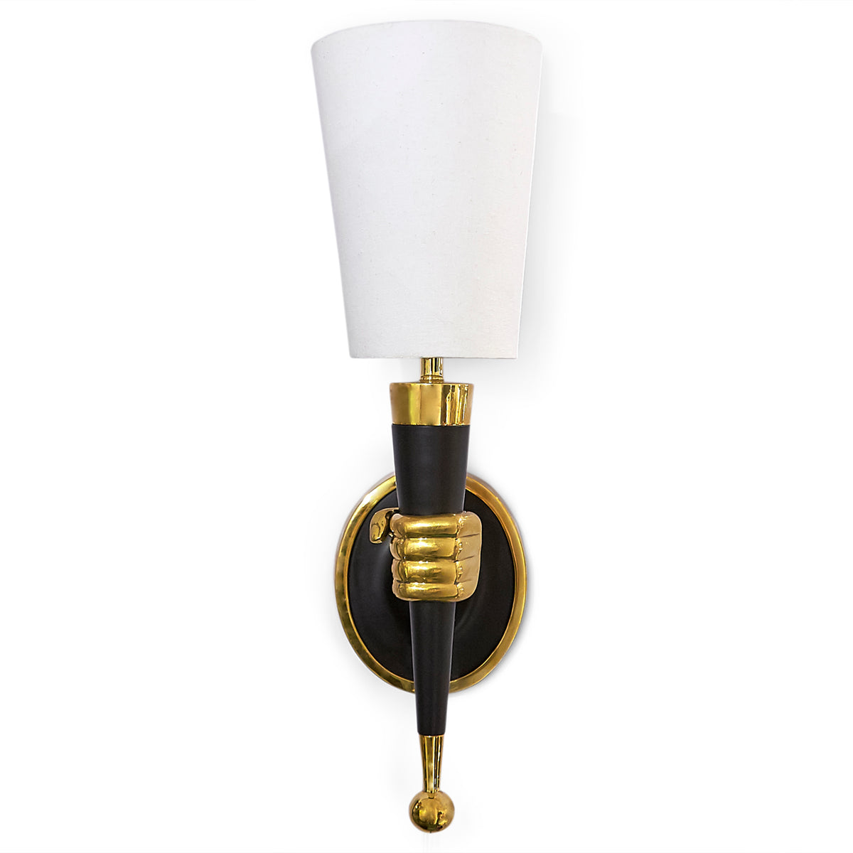 hand sconce brass blackened brass right - front view