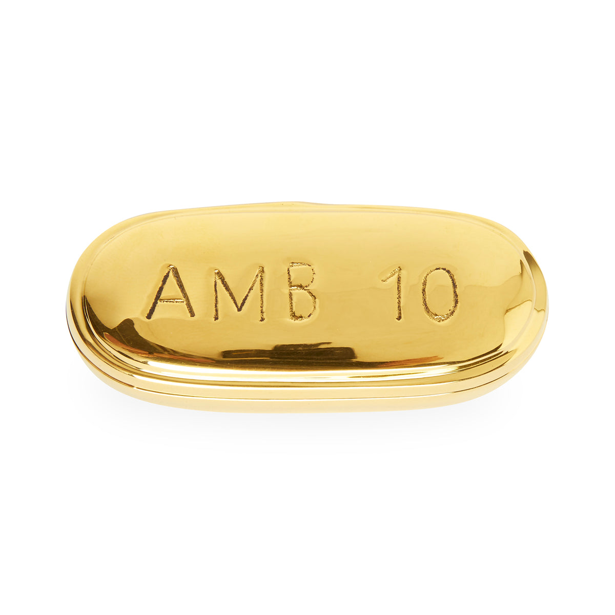 ambien pill box brass - side view