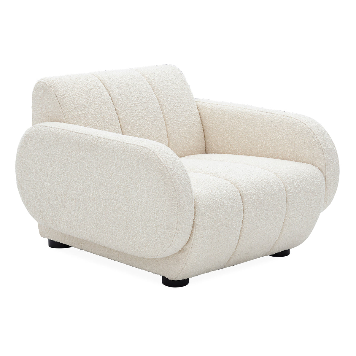 brigitte club chair olympus oatmeal boucle black wood legs - angle view
