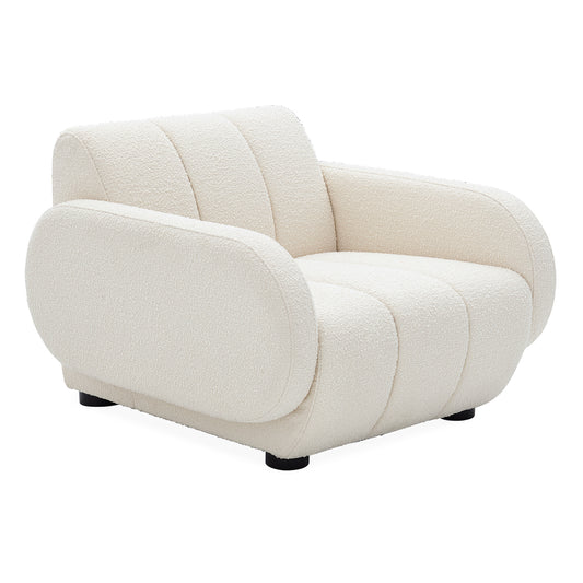 brigitte club chair olympus oatmeal boucle black wood legs - angle view