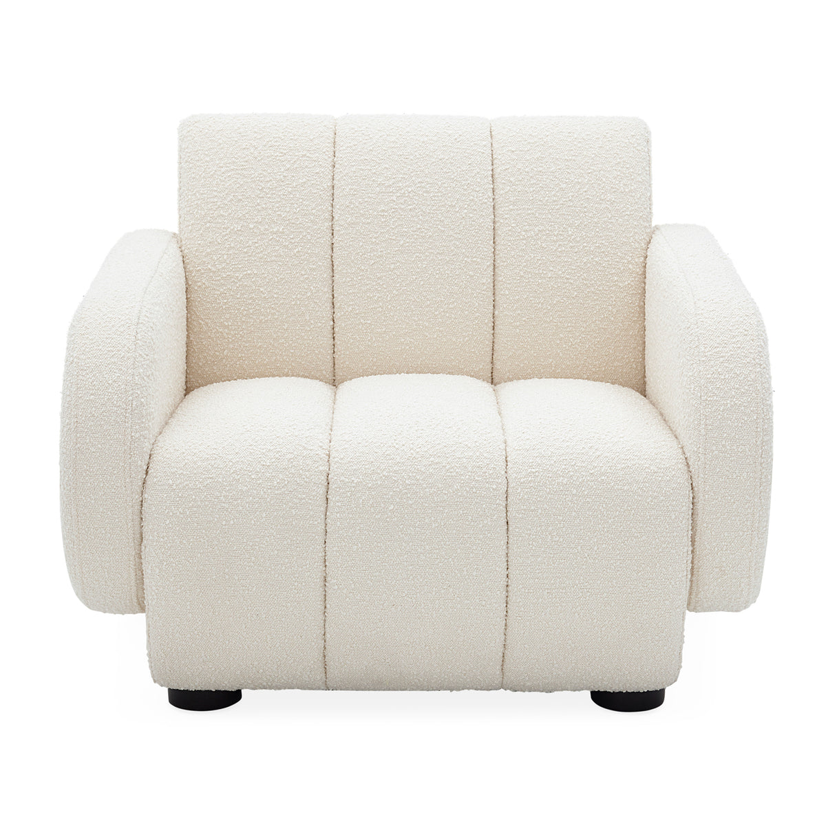 brigitte club chair olympus oatmeal boucle black wood legs - front view