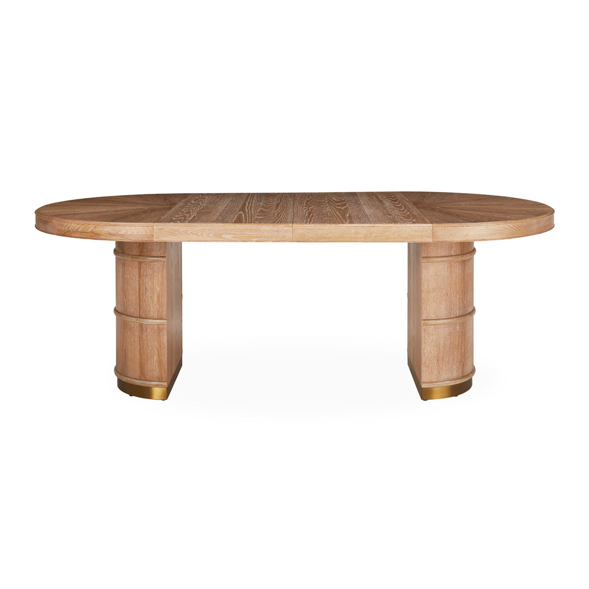 brussels dining table wood brass accents with extension - angle view