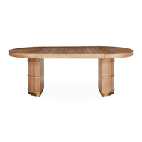 brussels dining table wood brass accents with extension - angle view