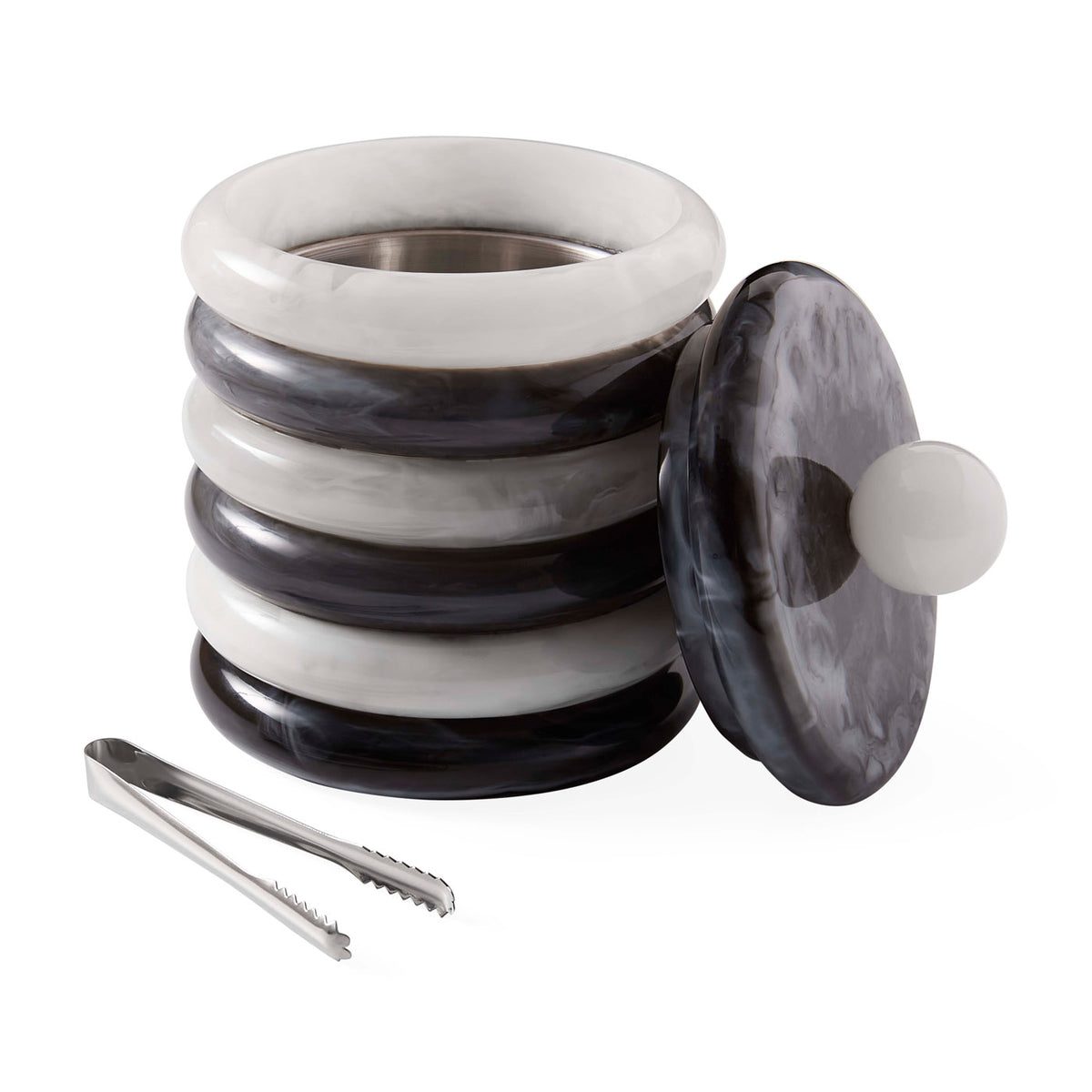 Mustique Black & White Ice Bucket - details view