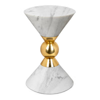 canaan accent table white marble brass accents - front view