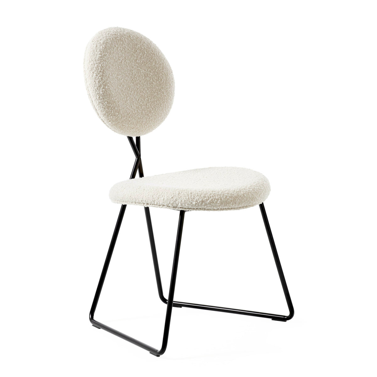 caprice dining chair olympus oatmeal boucle black frame - angle view