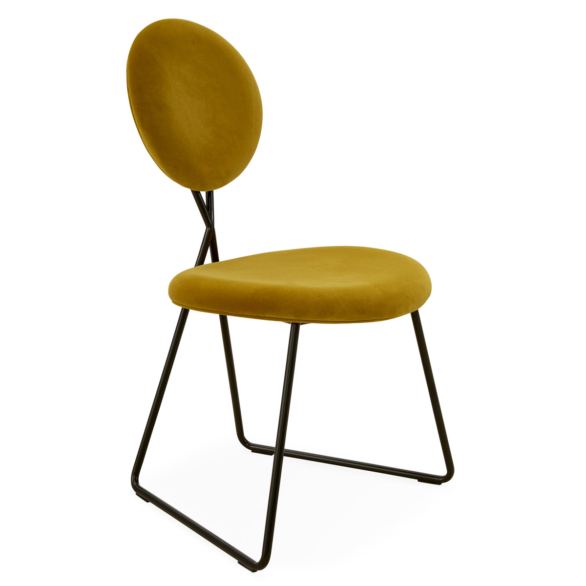 caprice dining chair varese lichen velvet frame metal black - angle view