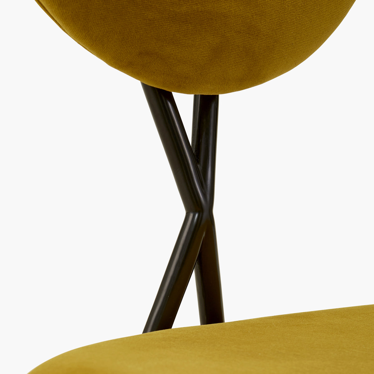 caprice dining chair varese lichen velvet frame metal black - front view