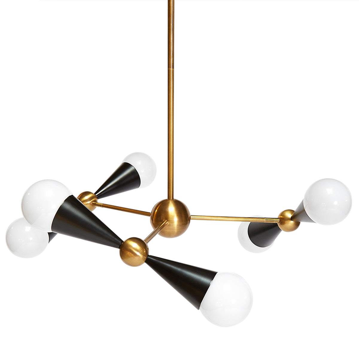 caracas six-light chandelier brass black white - view 2