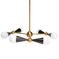 caracas six-light chandelier brass black white - view 3