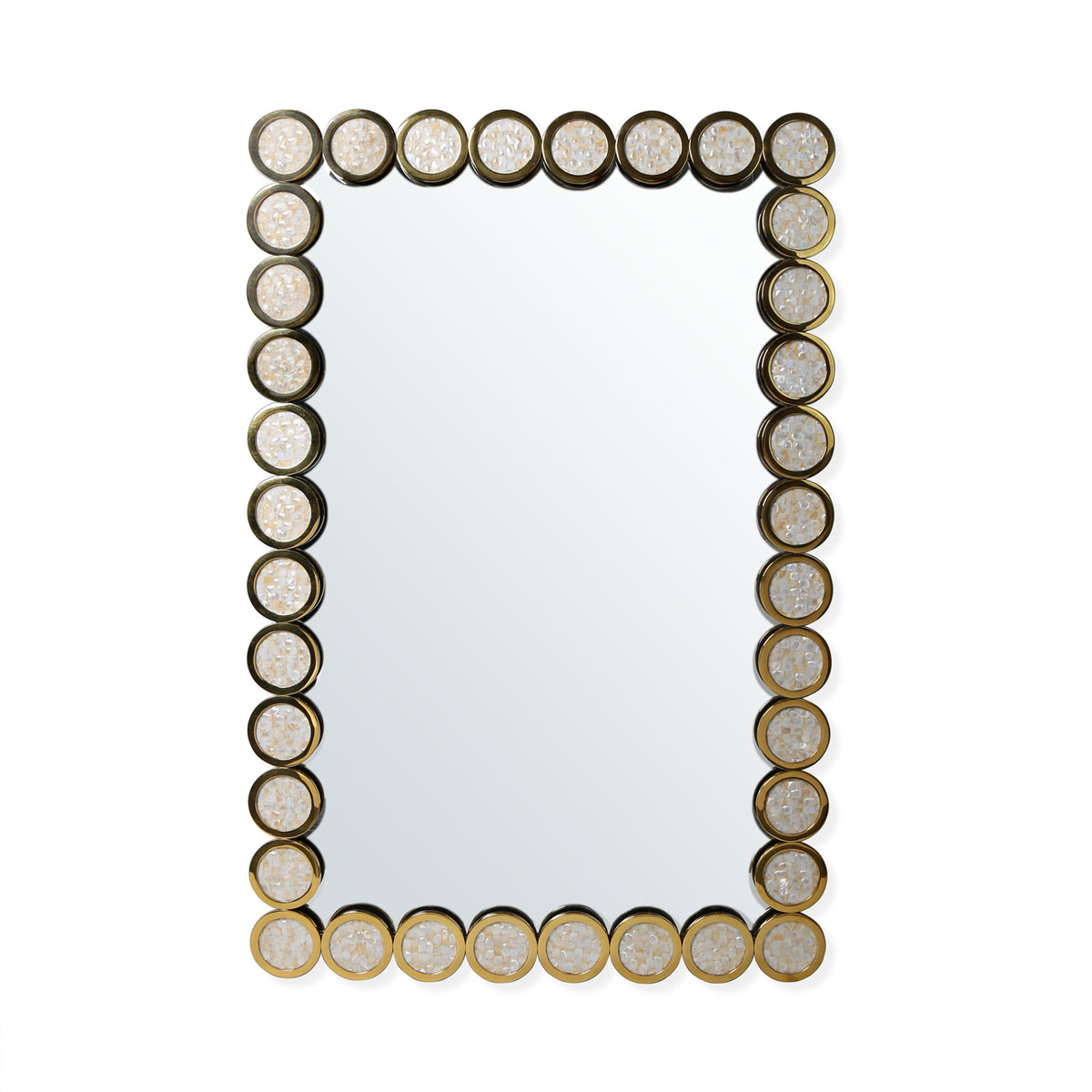 rings mirror brass mother of pearl - front view