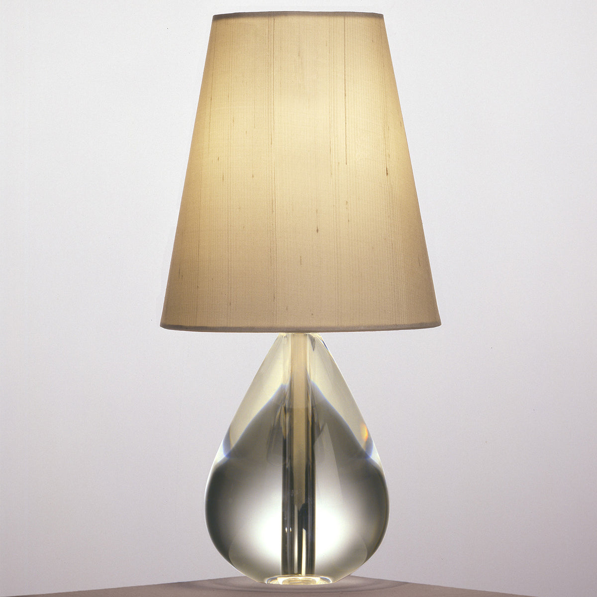 claridge tiny teardrop table lamp lead crystal nickel shade oyster - view 1