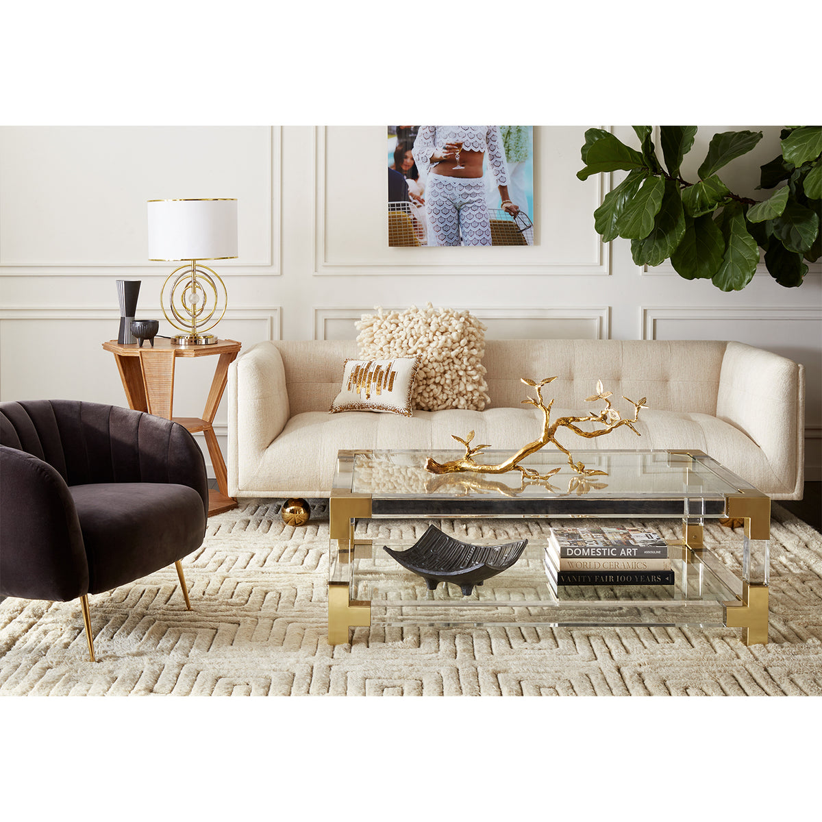 jacques grand cocktail table claridge sofa living room - styled view
