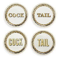 cock/tail coasters porcelain gold white - front view