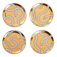 eden coasters porcelain gold black white - front view