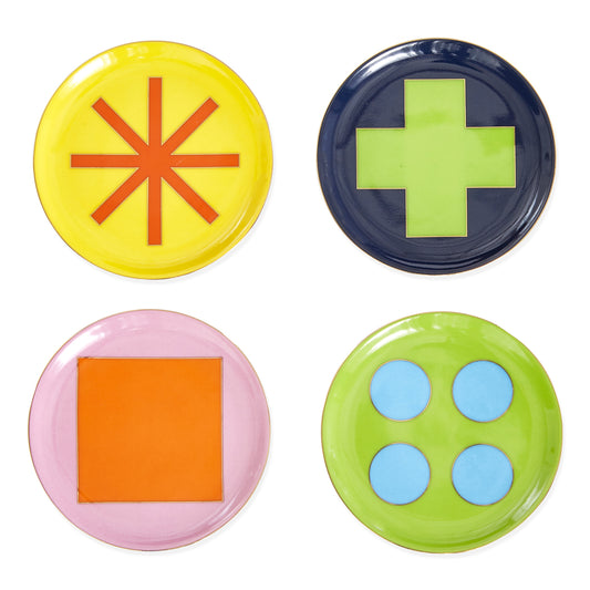 helsinki coasters porcelain multicolor geometric print - top view
