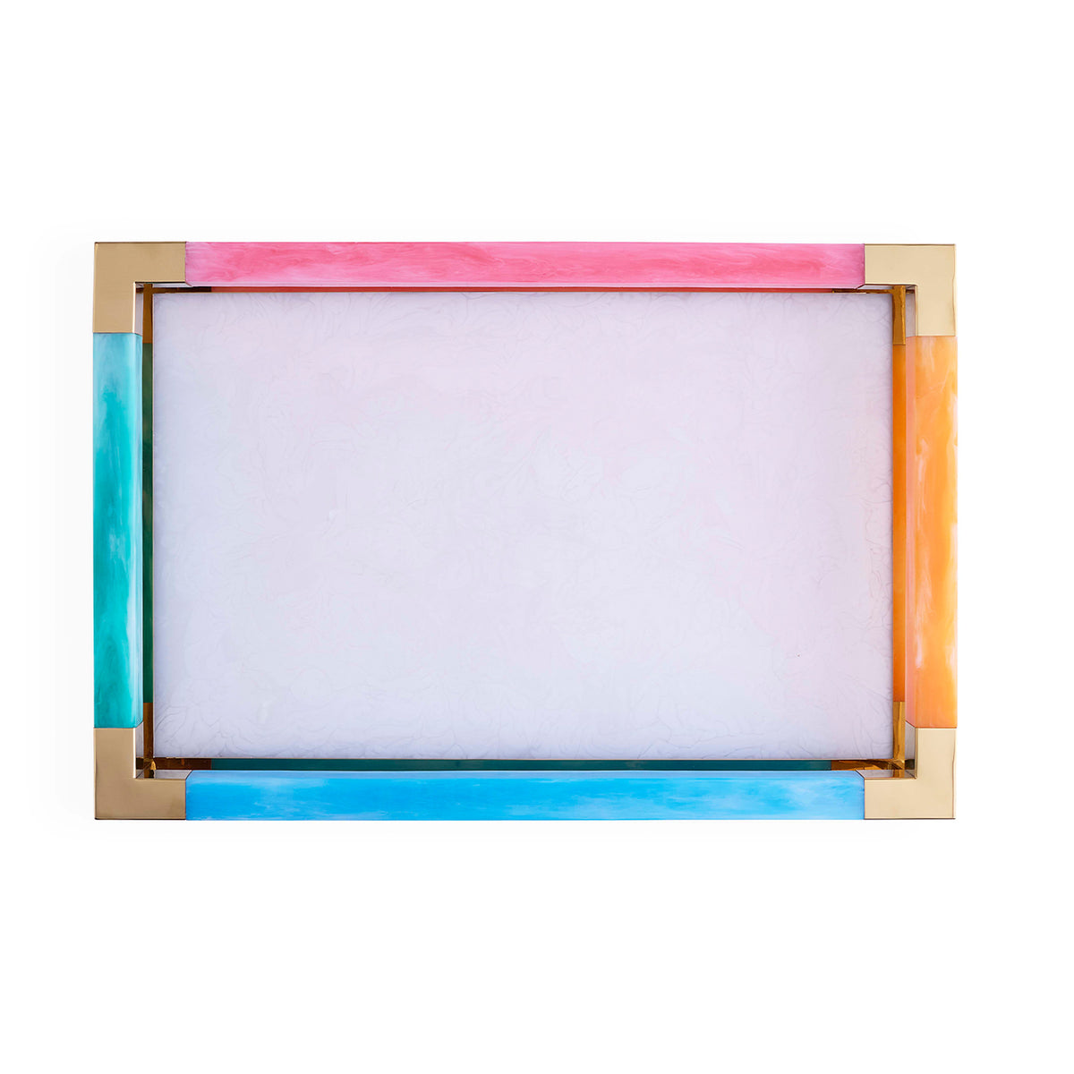 Colorful rectangular frame with a white center on a white background