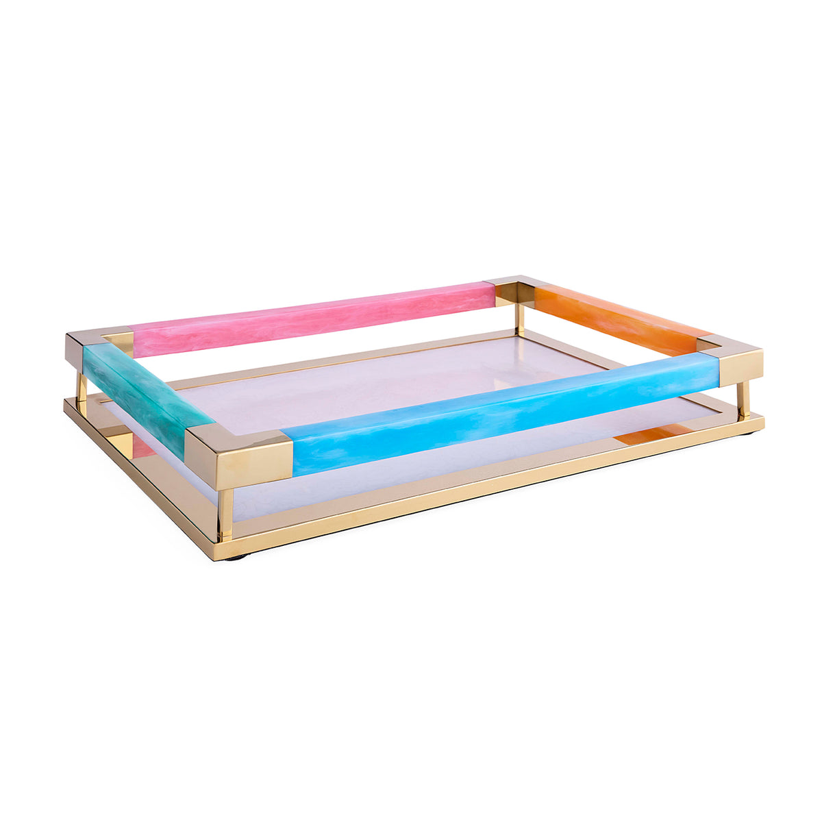 Decorative tray with colorful edges on a white background