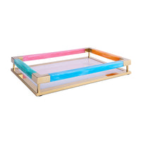 Decorative tray with colorful edges on a white background