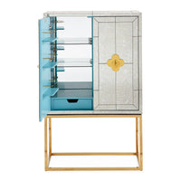 delphine bar antiqued mirror glass brass frame - no base front view