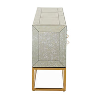 delphine credenza antiqued mirror brass frame - details view