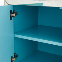 delphine credenza antiqued mirror brass frame - opened details view