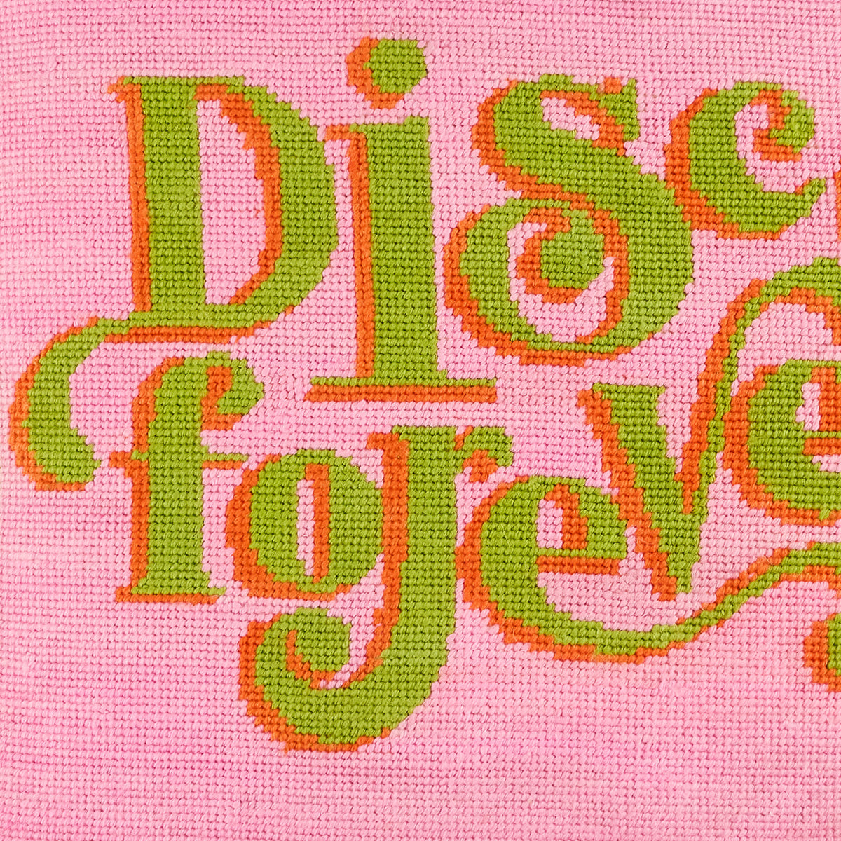 Disco Forever Needlepoint Cushion - details view