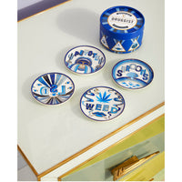 druggist coasters porcelain blue gold - styled view