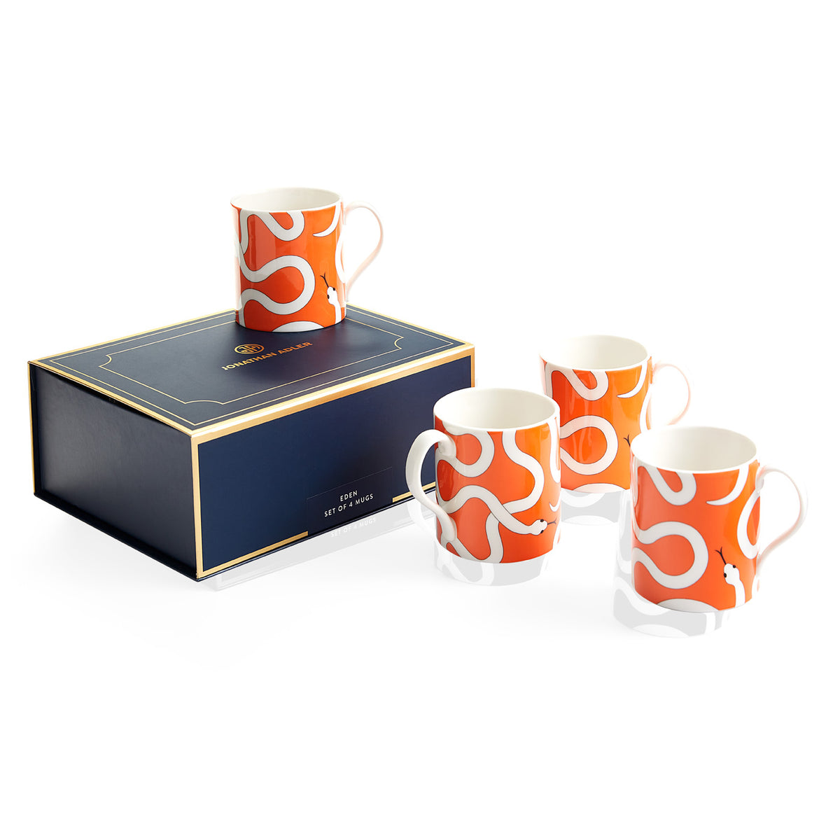eden mug set porcelain orange with box - angle view